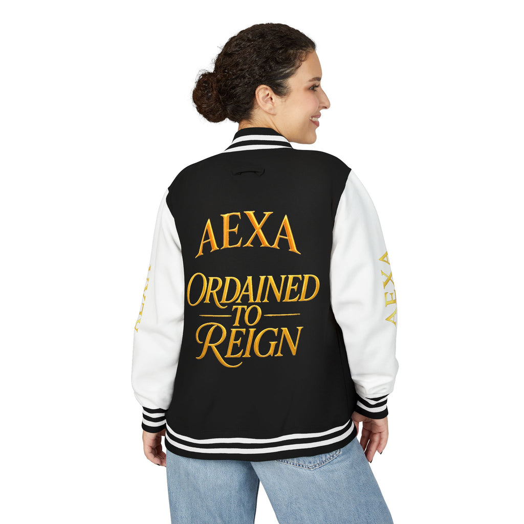 Letterman Jacket — "AEXA Ordained to Reign" Embroidered Varsity Coat