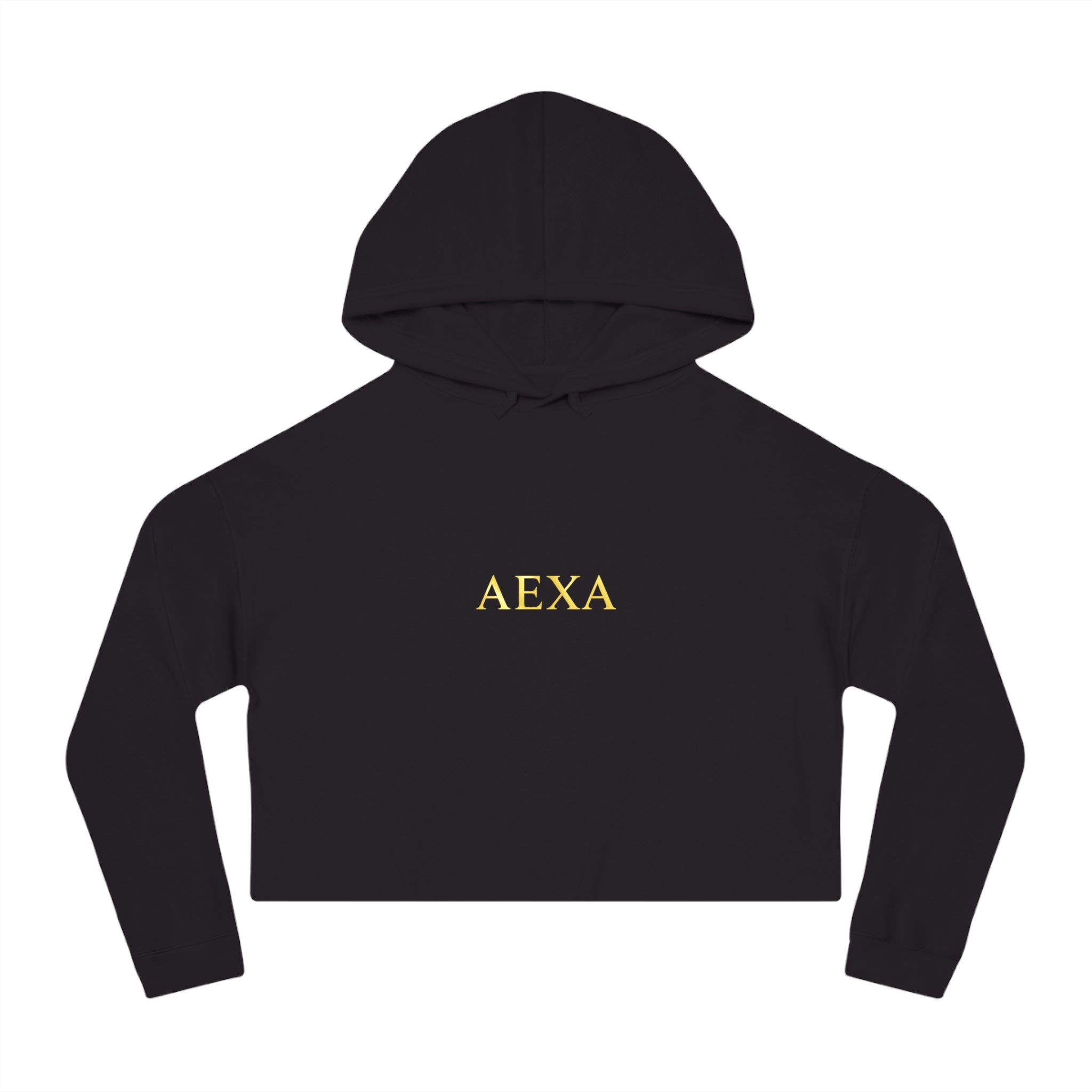 Cropped Hoodie — 'AEXA' Minimal Gold Logo Women's Crop Hooded Sweatshirt