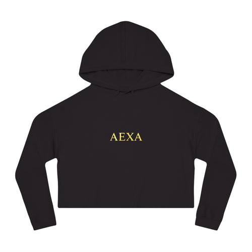Cropped Hoodie — 'AEXA' Minimal Gold Logo Women's Crop Hooded Sweatshirt