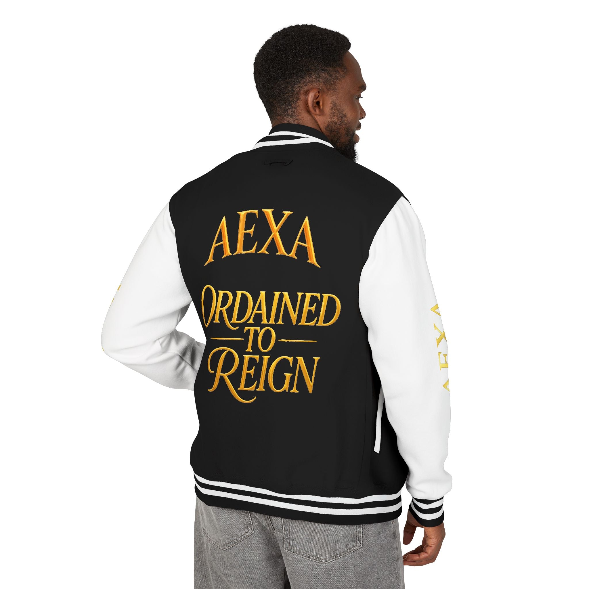 Letterman Jacket — "AEXA Ordained to Reign" Embroidered Varsity Coat