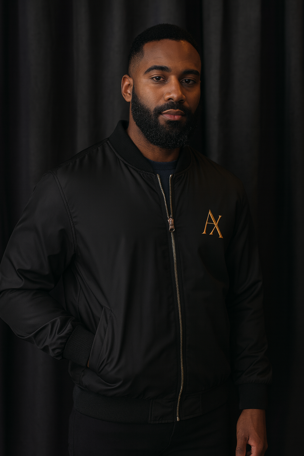 Bomber Jacket — Minimal Gold 'AX' Logo Men's Bomber