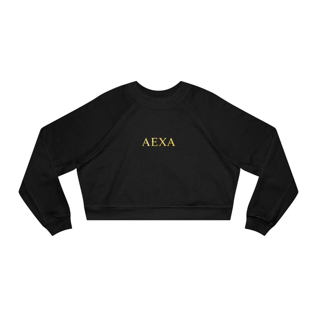 Cropped Pullover — Gold 'AEXA' Minimalist Crewneck