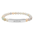 Engravable Natural Stone Bar Bracelet — Personalized Stretch Beaded Bracelet