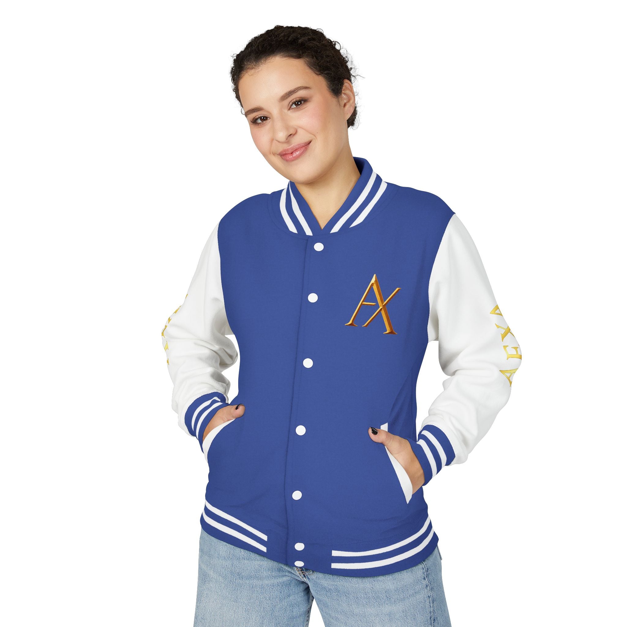 Letterman Jacket — "AEXA Ordained to Reign" Embroidered Varsity Coat